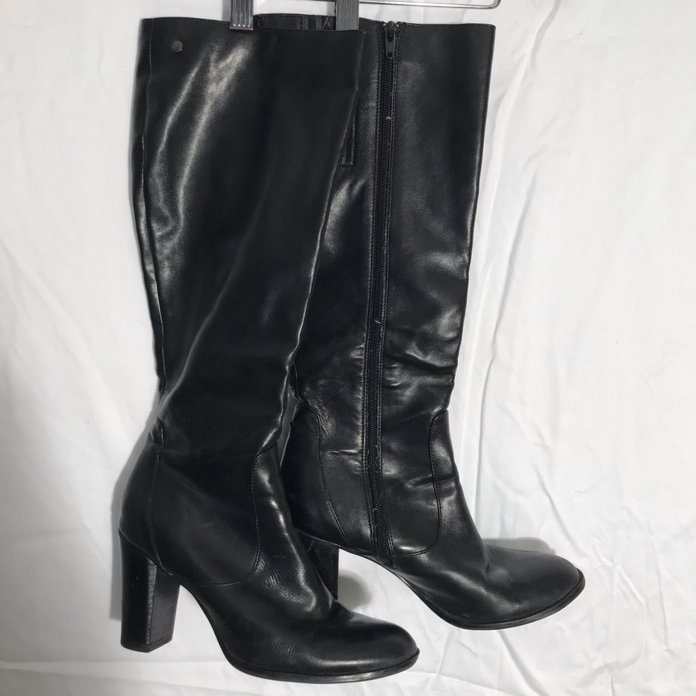 Calvin Klein Black leather knee high boots sz 8